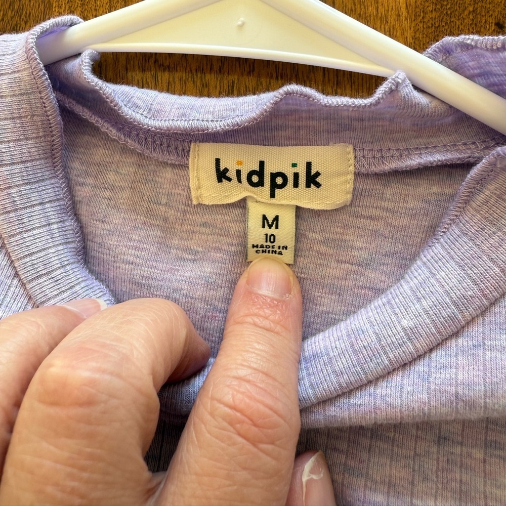 NWOT KIDPIK Girls Size M (10) Lettuce Long Sleeve Lavender Ribbed Knit Dress. - Picture 4 of 5